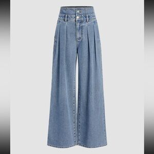 Cider L DOUBLE HIGH RISE SOLID BUTTON WIDE LEG JEANS CM12-18